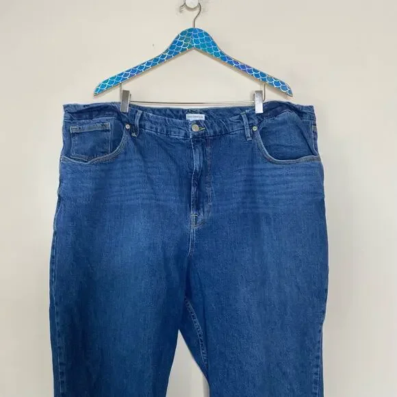 GOOD AMERICAN Good Icon Indigo Wash Crop Straight Leg Jeans Plus Size 24 - Picture 3 of 9
